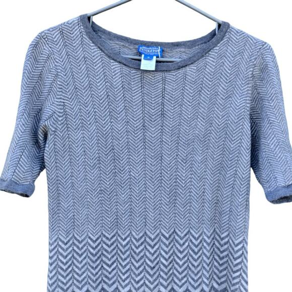Pendleton Mission Stripe 100% Merino Wool Short Sleeves Knit Sweater Dress M - Picture 8 of 13